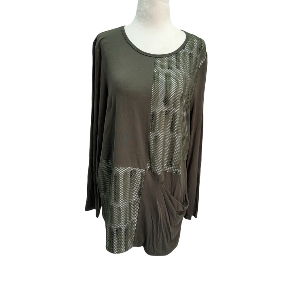 NWT Piccadilly Green Round Neck Long Sleeve Tunic Top Size M